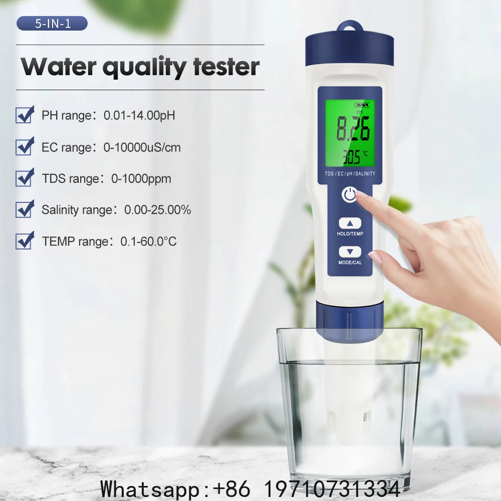 Ph Meter Digital Water Tester - 5 In 1 Digital PH Meter