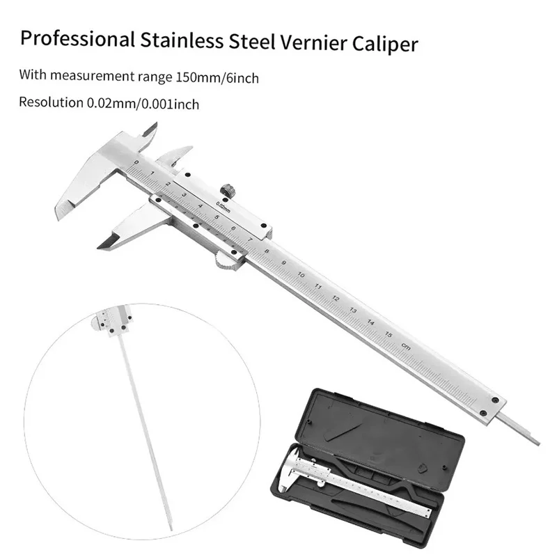 Digital Caliper 150Mm Stainless Steel - Professional Stainless Steel Vernier Caliper Gauge