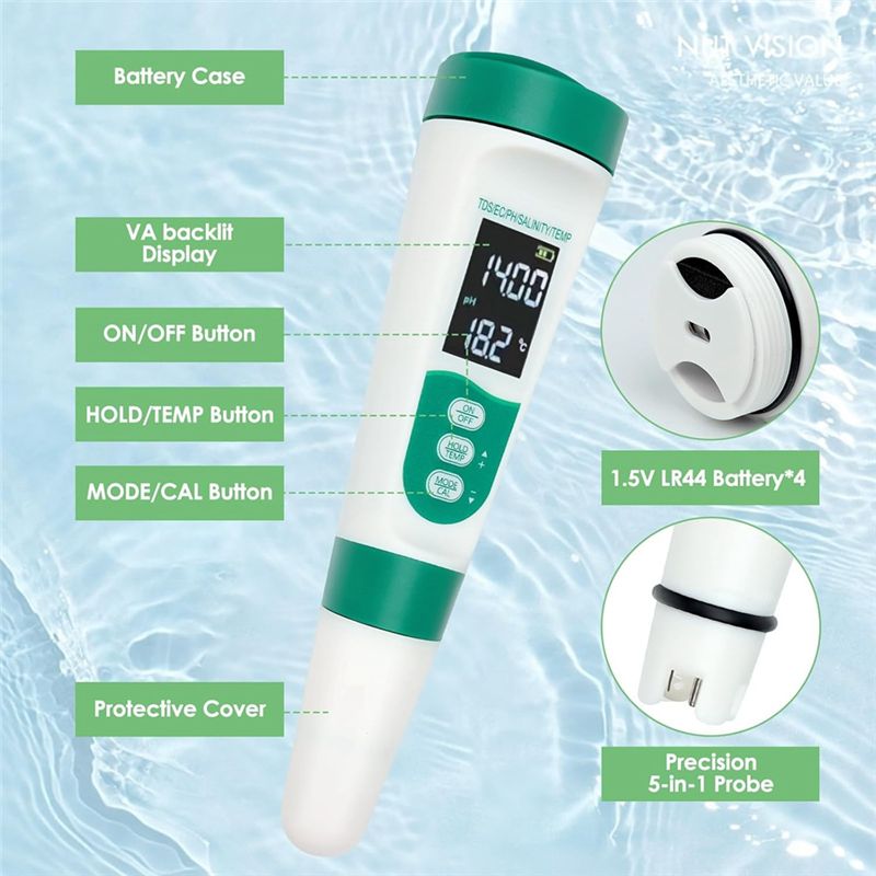 AT02-5 In1 Digital PH Meter Hi - Ph Meter Digital Water Tester 评论和价格