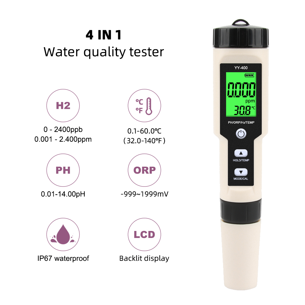 4 in 1 YY-400 PH/ORP/H2&TEM Me - Ph Meter Digital Water Tester 评论和价格