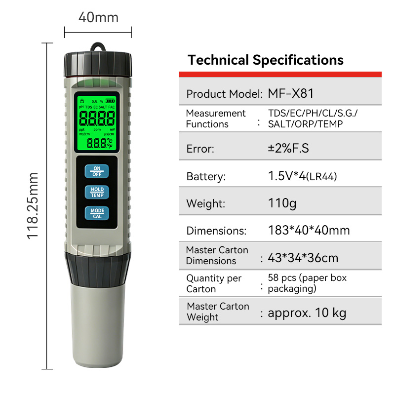 MF-X81 Portable Multi Water Qu - Ph Meter Digital Water Tester 评论和价格