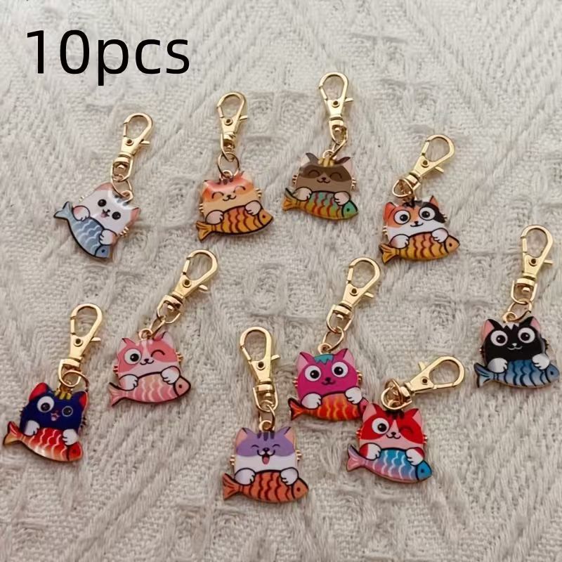 10pcs alloy printed cat keycha - Packaging 评论和价格