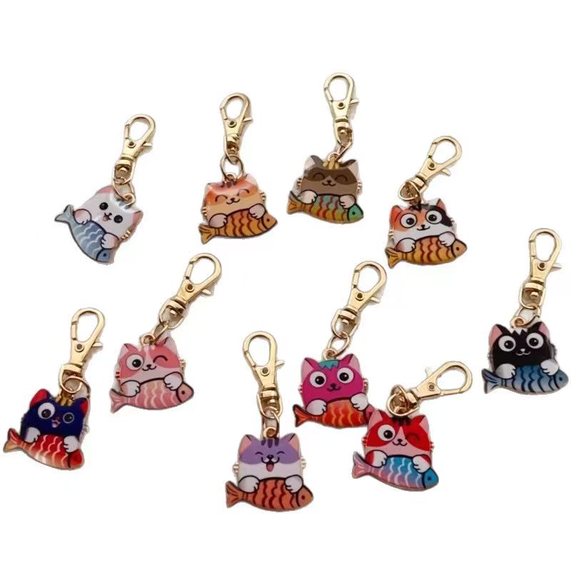 10pcs alloy printed cat keycha - Packaging 评论和价格